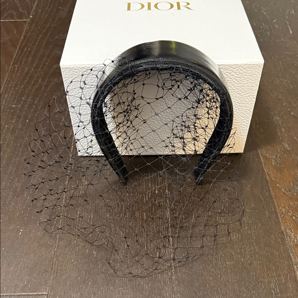 Dior Black Veiled Headband with Netting